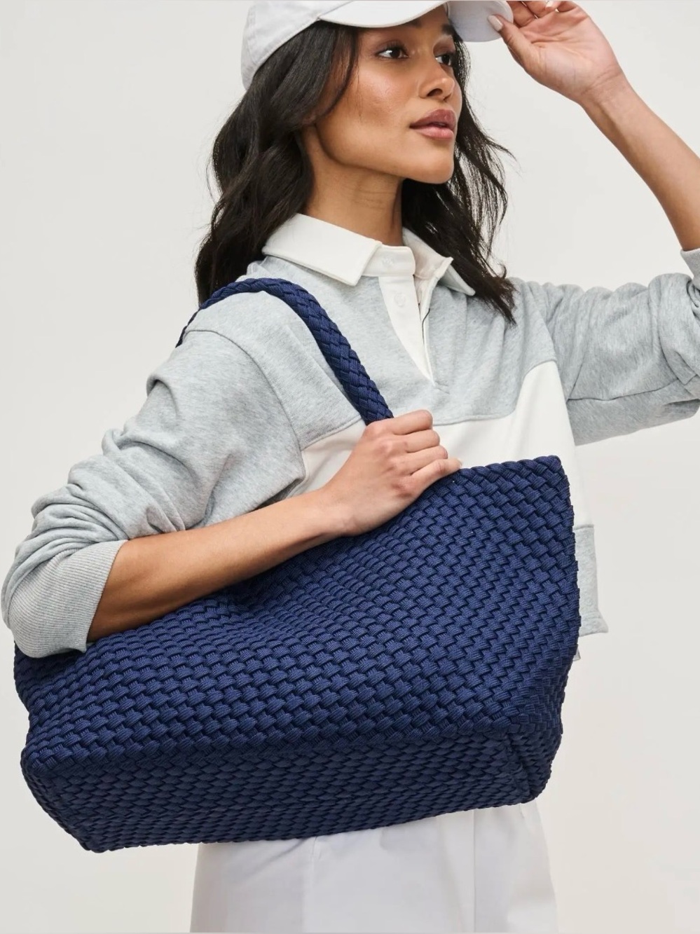 NWT Sol and Selene Sky’s the Limit Large Woven Tote Bag Navy